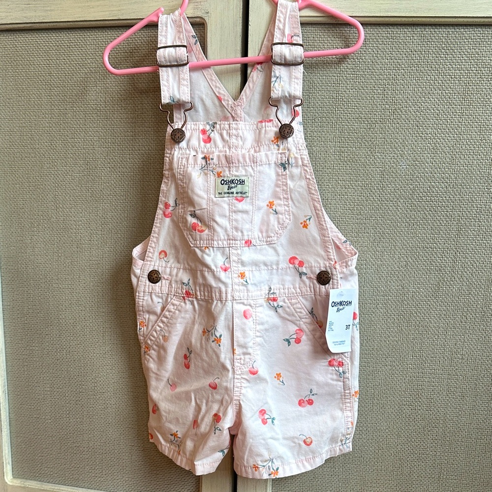 NWT OshKosh B'gosh Light Pink Floral Overalls size 3T